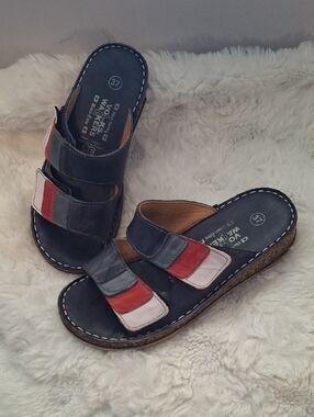 Volks Walkers Leather Boho Comfort Slide Sandals Size 37 US 6.5